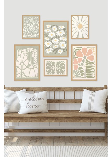 6'lı Ahşap Model 3 Adet 21 x 30 ve 3 Adet 13 x 17 Tablodan Oluşan Set Çerçeve Görünümlü 3065