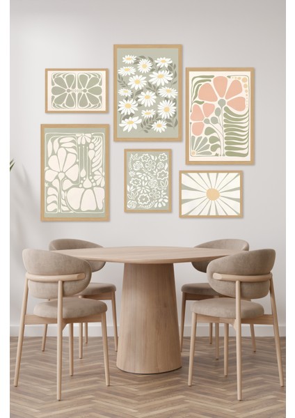 6'lı Ahşap Model 3 Adet 21 x 30 ve 3 Adet 13 x 17 Tablodan Oluşan Set Çerçeve Görünümlü 3065