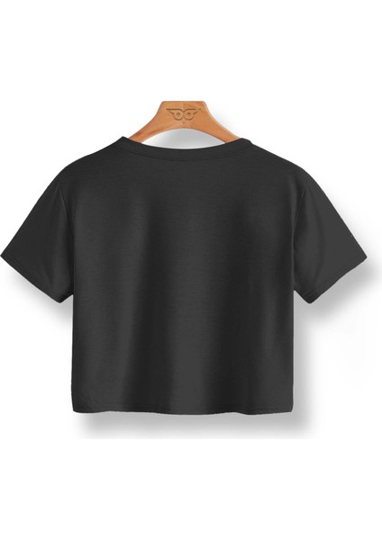 Pamuklu Crop Top Kadın Siyah Tişört Bisiklet Yaka Kısa Kollu Crop fiyatları