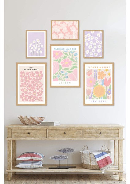 6'lı Ahşap Model 3 Adet 21 x 30 ve 3 Adet 13 x 17 Tablodan Oluşan Set Çerçeve Görünümlü 3064