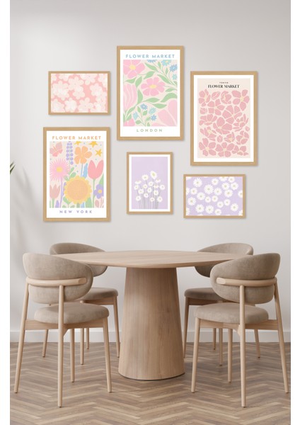 6'lı Ahşap Model 3 Adet 21 x 30 ve 3 Adet 13 x 17 Tablodan Oluşan Set Çerçeve Görünümlü 3064