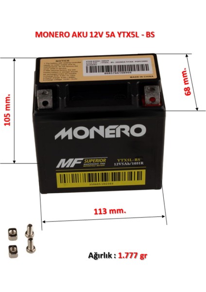 12V 5A Akü 100CC Sfc/ Kanuni Zebra / Yamaha Bws Uyumlu (Yeni) fiyatları