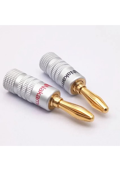 4 Adet Muz Konektörü 4mm Hoparlör Muz Fişleri 24K Bakır Altın Kaplama 4mm Muz Jakı, 4mm Bağlama Sütunu ile Eşleşir Nakamichi Banana Plug Düz Muz Uç ( 4 Adet )