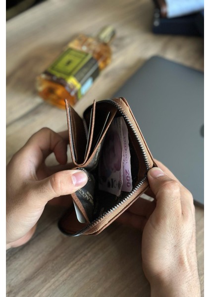 Lancoves Erkek Fermuarlı Deri Kullanışlı Cüzdan Crazy Kahve indirimleri