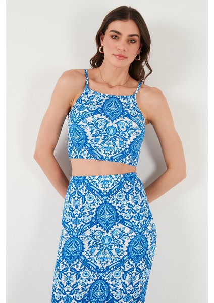 Slim Fit Ip Askılı Yırtmaçlı Midi Alt-Üst Takım Bayan Takım 5869021