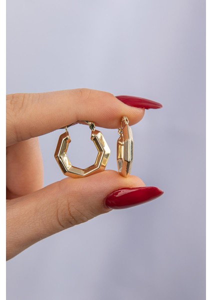 14 Ayar Altın Altıgen Küpe modelleri