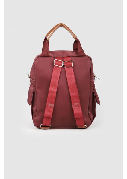 Kadın Lancy Saten Çok Bölmeli Sırt Çantası Bordo modelleri