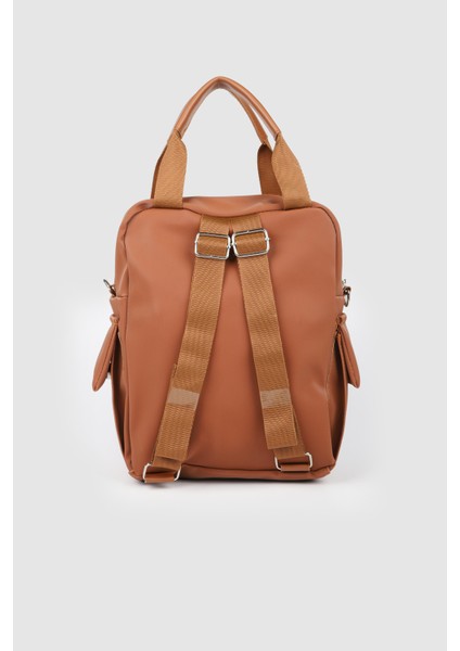 Kadın Lancy Saten Çok Bölmeli Sırt Çantası Taba modelleri