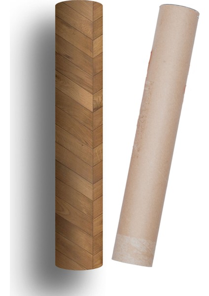 Yer Kaplama Folyosu Kendinden Yapışkanlı Laminasyonlu Balıksırtı Ahşap Parke Desen 60 cm x 100 cm