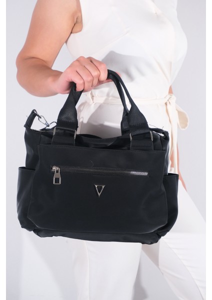 Kadın Calico Saten Çok Bölmeli El Ve Çapraz Çanta Siyah modelleri