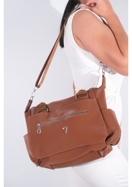 Kadın Calico Saten Çok Bölmeli El Ve Çapraz Çanta Taba