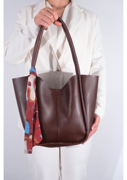 Kadın Golden Fularlı Makyaj Çantalı Omuz Çantası Bordo modelleri