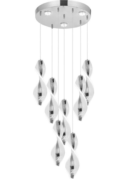 8091-6+1 7li Krom Sarkıt LED Avize(Beyaz Işık -Sarı Işık - Gün Işığı)