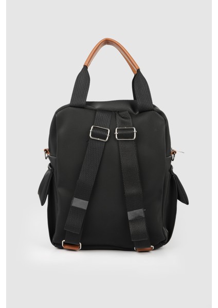 Kadın Lancy Saten Çok Bölmeli Sırt Çantası Siyah Taba modelleri