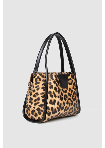 Kadın Balen Makyaj Çantalı Askılı Çanta Leopar Desenli