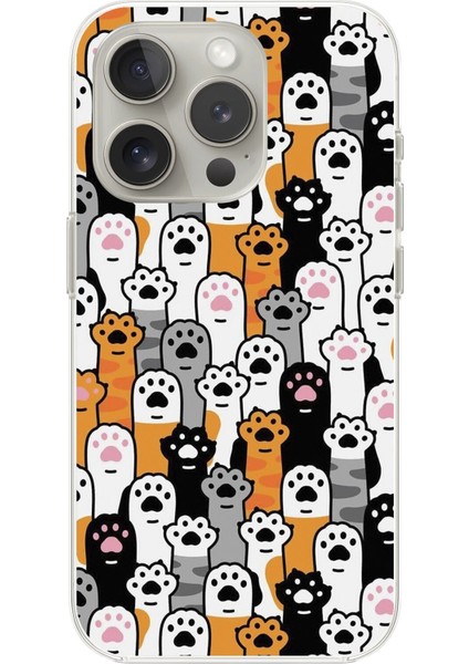 Apple iPhone 15 Pro Uyumlu Şeffaf Kılıf Kedişler 3 Tasarımlı