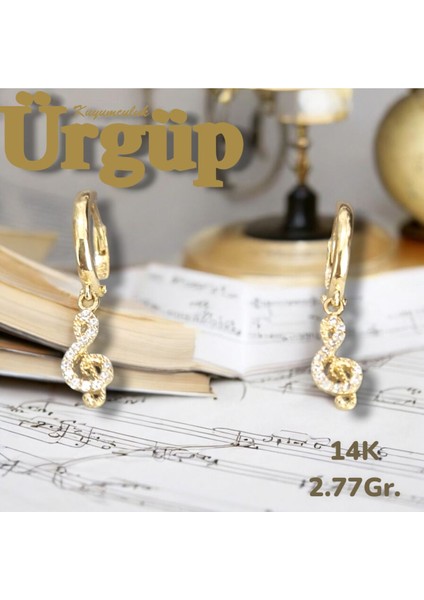 14 Ayar 2.77 Gram Altın Sol Anahtarı Küpe