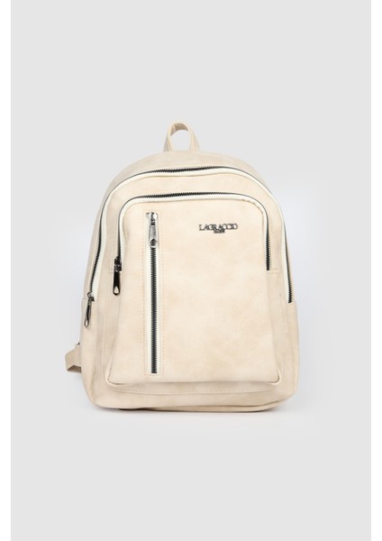 Kadın Lacep Çok Bölmeli Sırt Çantası Krem