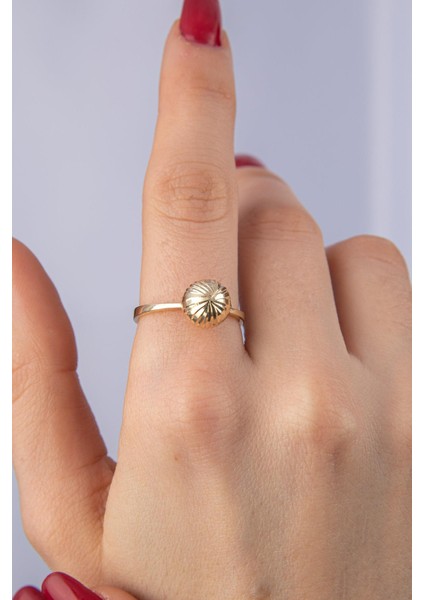 14 Ayar Altın Işıltılı Topçuk Yüzük 3 fiyatları