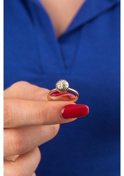 14 Ayar Altın Işıltılı Topçuk Yüzük 4 modelleri