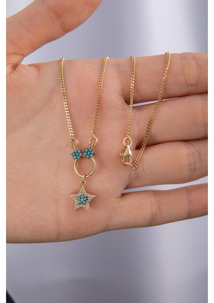 14 Ayar Altın Taşlı Rigel Yıldız Kolye modelleri