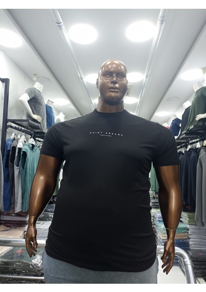Süper Battal Kısa Kol Baskılı Esnek T-Shirt