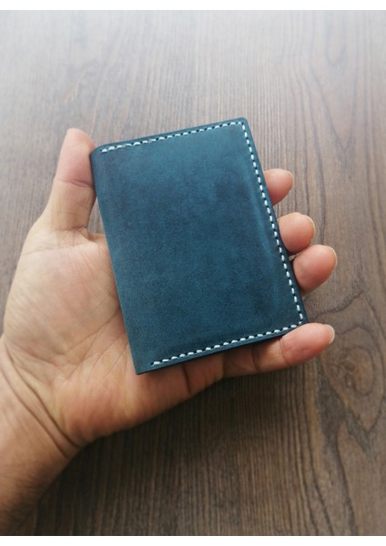 Minimal Kartlık Hakiki Deri Kişiye Özel El Yapımı Gerçek Deri Erkek Kartlık MK54