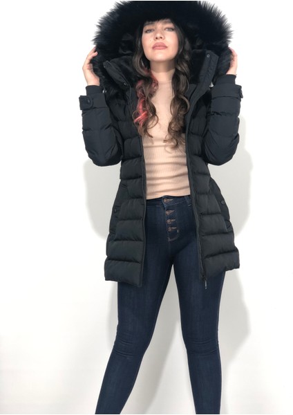 Kadın Yakası Kürklü ,çıkabilir Kapüşonlu Kadın Yasmin Mont fırsatları