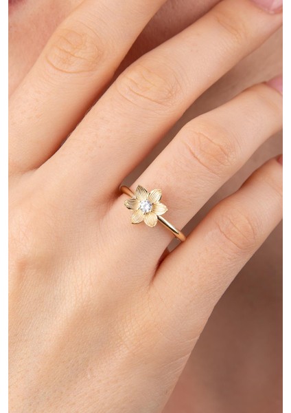 14 Ayar Altın Taşlı Manolya Yüzük fiyatları