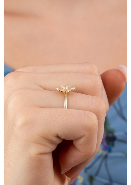 14 Ayar Altın Taşlı Manolya Yüzük fırsatları