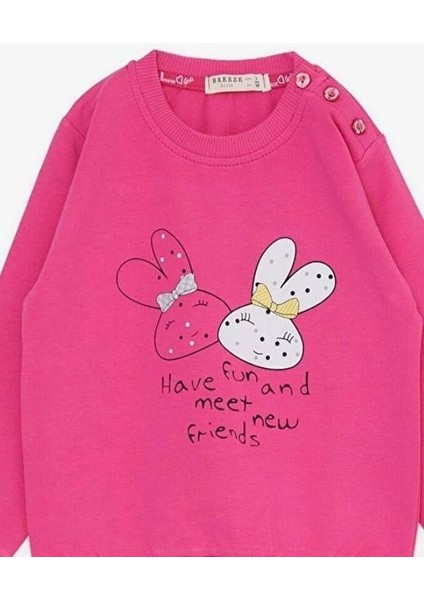 Kız Çocuk Tavşan Baskılı Eşofman Takım modelleri