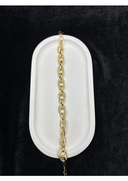 Xupingjewelry Altın Kaplama Dokulu Halka Zincir Bileklik - Klasik ve Şık Tasarım