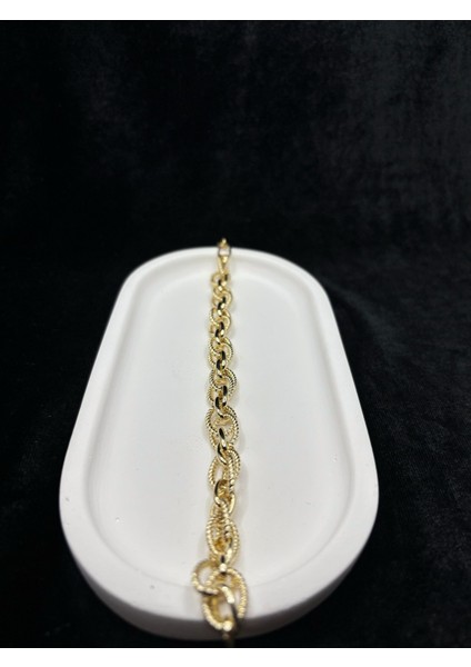 Xupingjewelry Altın Kaplama Dokulu Halka Zincir Bileklik - Klasik ve Şık Tasarım modelleri
