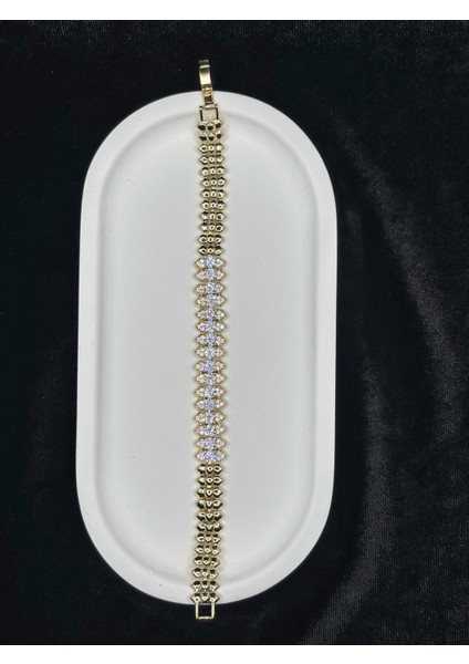 Xupıng Jewelry Altın Kaplama Zirkon Taşlı İnce Şık Bileklik - Zarif ve Işıltılı Tasarım