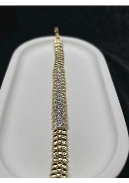 Xupıng Jewelry Altın Kaplama Zirkon Taşlı İnce Şık Bileklik - Zarif ve Işıltılı Tasarım modelleri