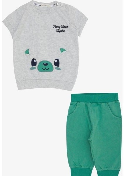 Erkek Bebek Ayıcık Detaylı Eşofman Takımı