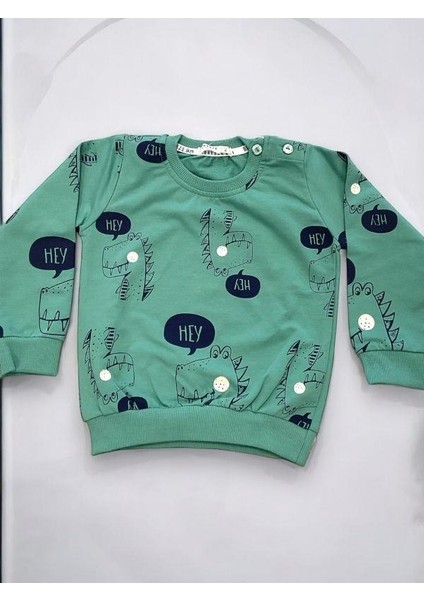 Erkek Bebek Dinazor Baskılı Pamuklu Eşofman Takım indirimleri