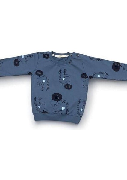 Erkek Bebek Dinazor Baskılı Pamuklu Eşofman Takım modelleri