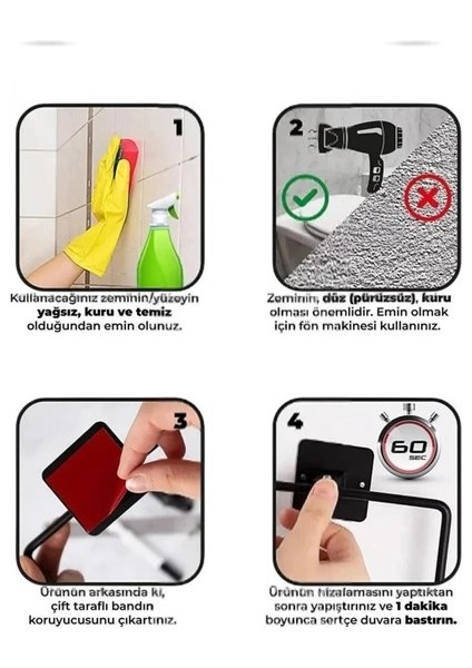 Siyah Kağıt Rulo Havluluk Peçetelik Yapışkanlı Tasarım Askı