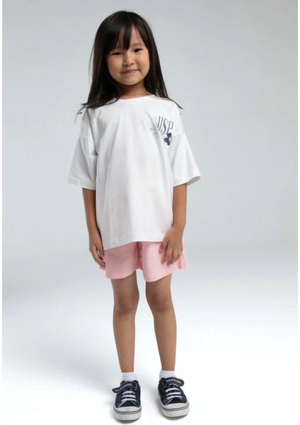 Kız Çocuk Beyaz Şort Takım