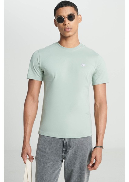 Bisiklet Yaka T-Shirt Yeşil Erkek Kısa Kol T-Shirt