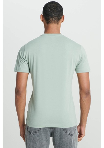 Bisiklet Yaka T-Shirt Yeşil Erkek Kısa Kol T-Shirt