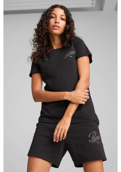 Ess Scrıpt Tee Siyah Kadın Kısa Kol T-Shirt