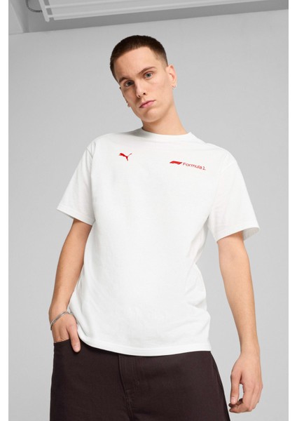 F1 Ess+ Graphic Tee -Rela Beyaz Erkek Kısa Kol T-Shirt