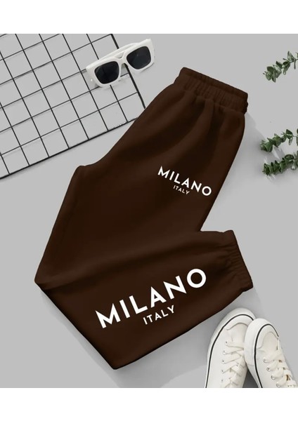 Özel Tasarım Milano Italy Bacak Baskılı Ultra Rahat Yazlık Kadın Eşofman Altı