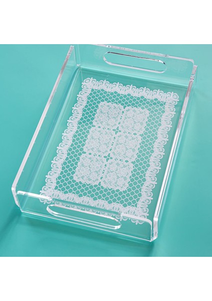 Dantel Desenli Pleksi Tepsi 25CM x 17CM