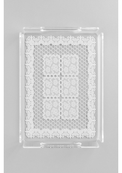 Dantel Desenli Pleksi Tepsi 25CM x 17CM