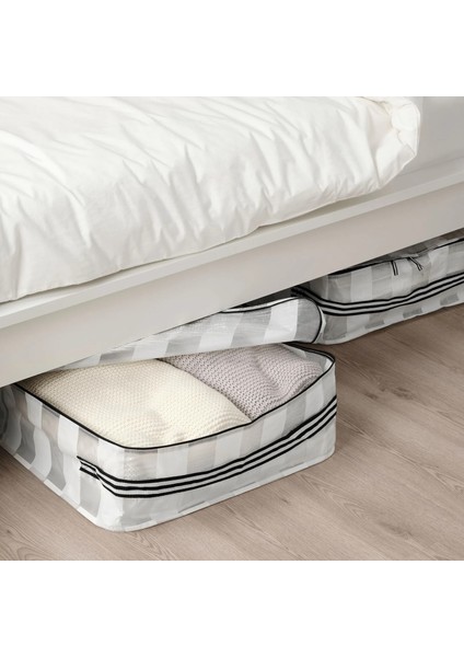2 Adet Fermuarlı Hurç 55 x 49 x 19 cm İkea 2'li Set Yatak Altı Saklama Düzenleme Kutusu Beyaz Hurc