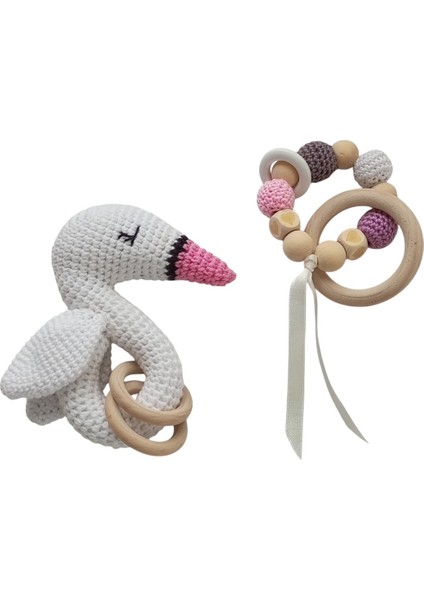 Hoşgeldin Bebek, Yenidoğan Kız Bebek, Amigurumi Kuğu Çıngırak, Penye Battaniye Hediye Seti fırsatları