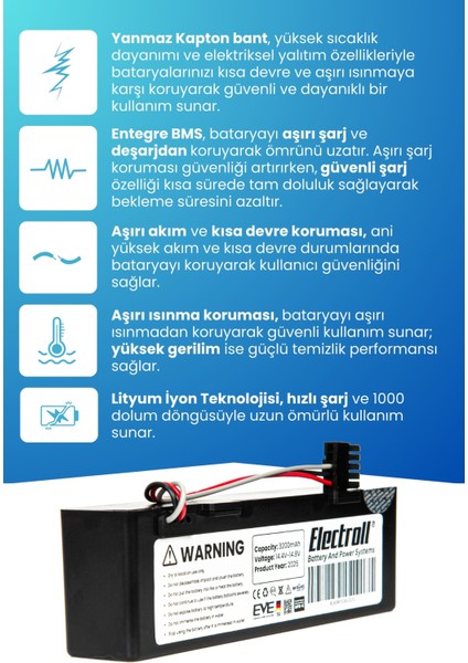 Viomi Se Vacuum Cleaner Uyumlu Batarya (Orjinal Kapasite) 3200MAH Pil Kutulu Robot Süpürge Bataryası modelleri